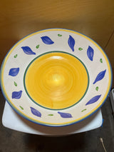 Williams-Sonoma Tournesol pattern tableware pasta bowl, designed for serving 8-10 people, features a sun-inspired motif, perfect for brightening family meals.
