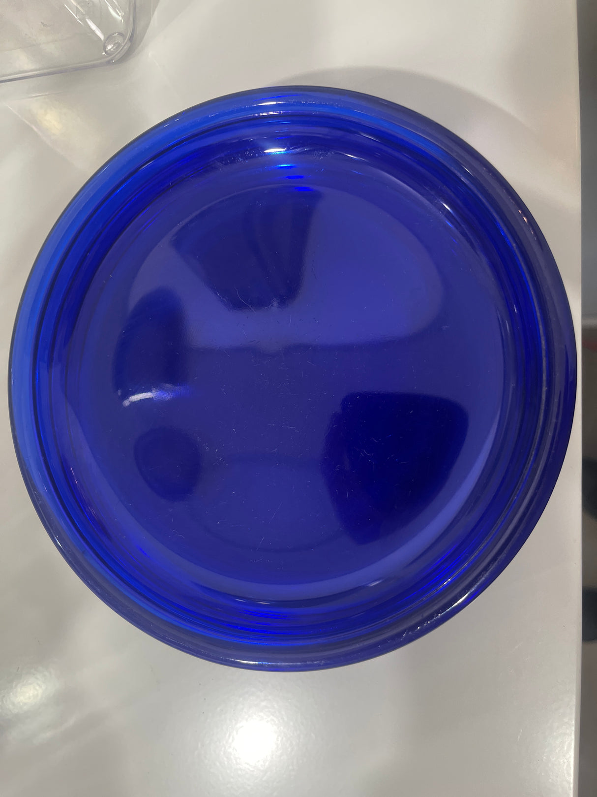 RARE translucent cerulean blue glass salad plates - set of 4