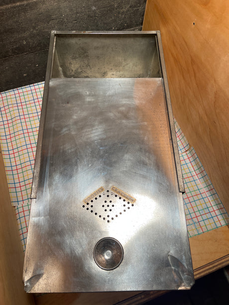Bread box drawer insert with sliding lid - antique steel