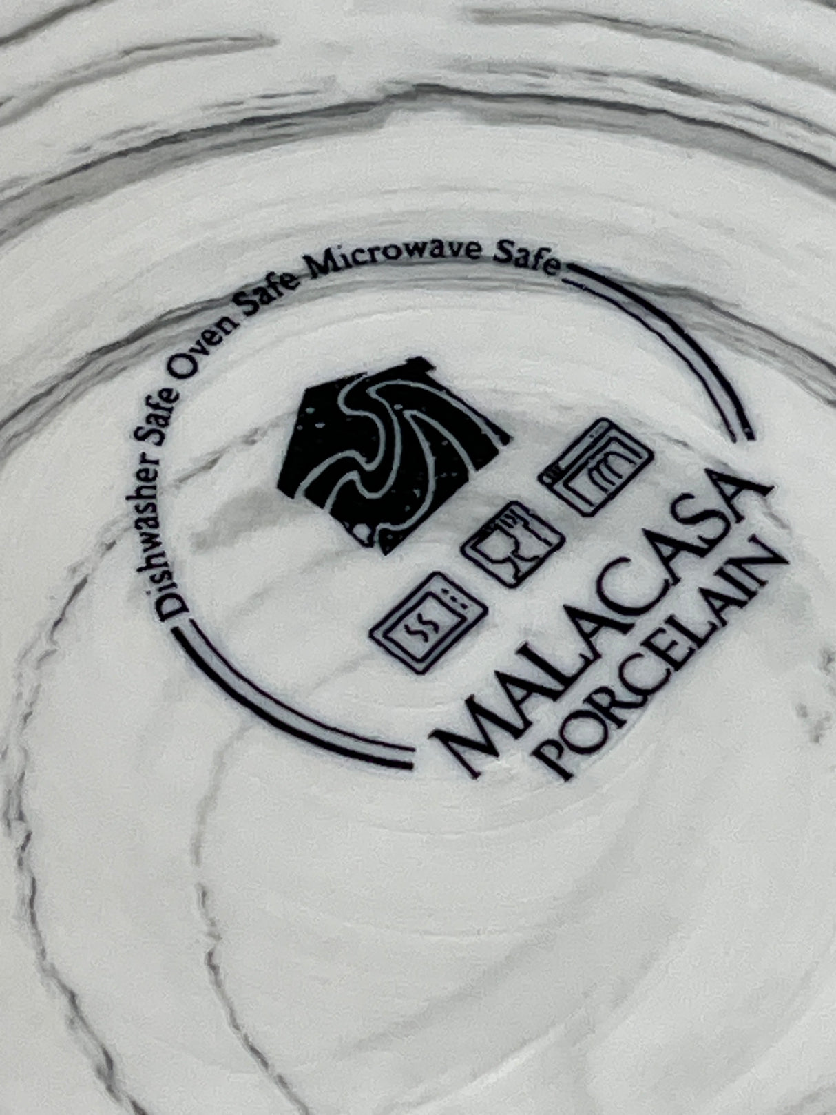 Large serving bowl - gray marbled porcelain - Malacasa