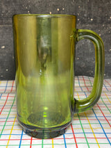 Beer mug - avocado green glass - vintage Hazel Atlas