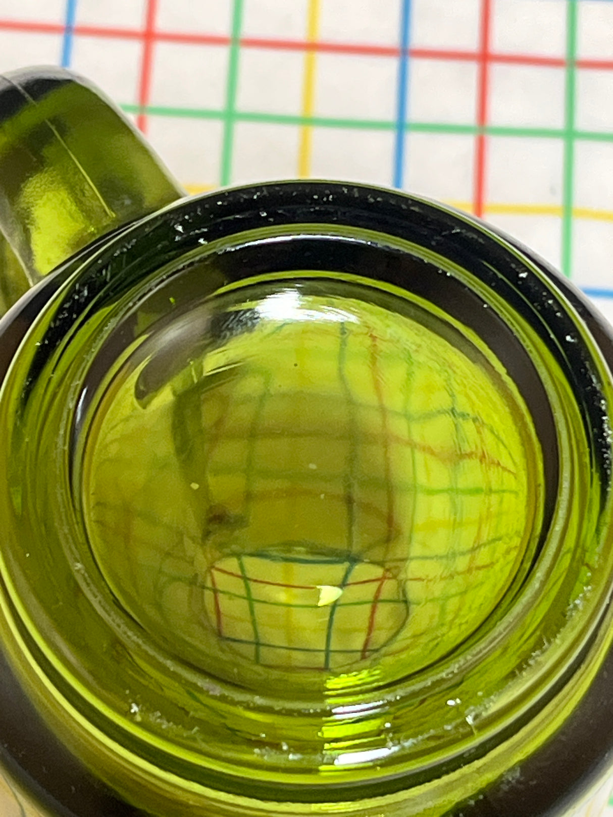 Beer mug - avocado green glass - vintage Hazel Atlas