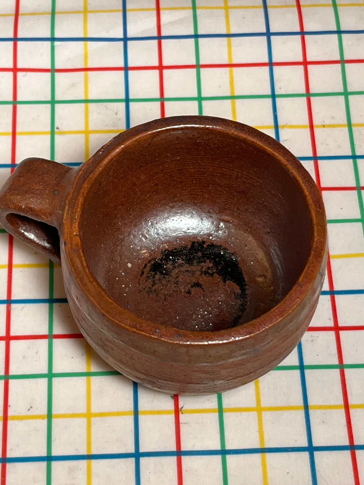 TEENSY espresso mug with earthy red glaze and dainty handle - handmade ceramic