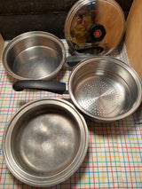 RARE 4-piece steamer and double-boiler pan set - vintage Seal-O-Matic Thermium