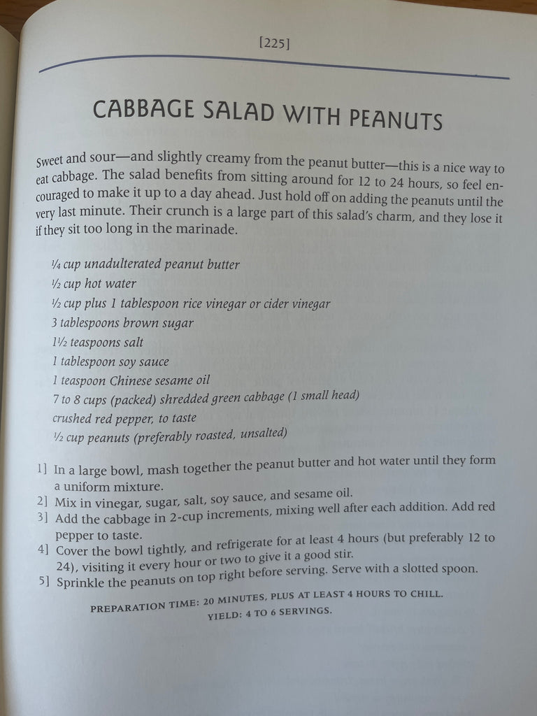 Page from 'Still Life with Menu' cookbook by Mollie Katzen, featuring handwritten recipe instructions.