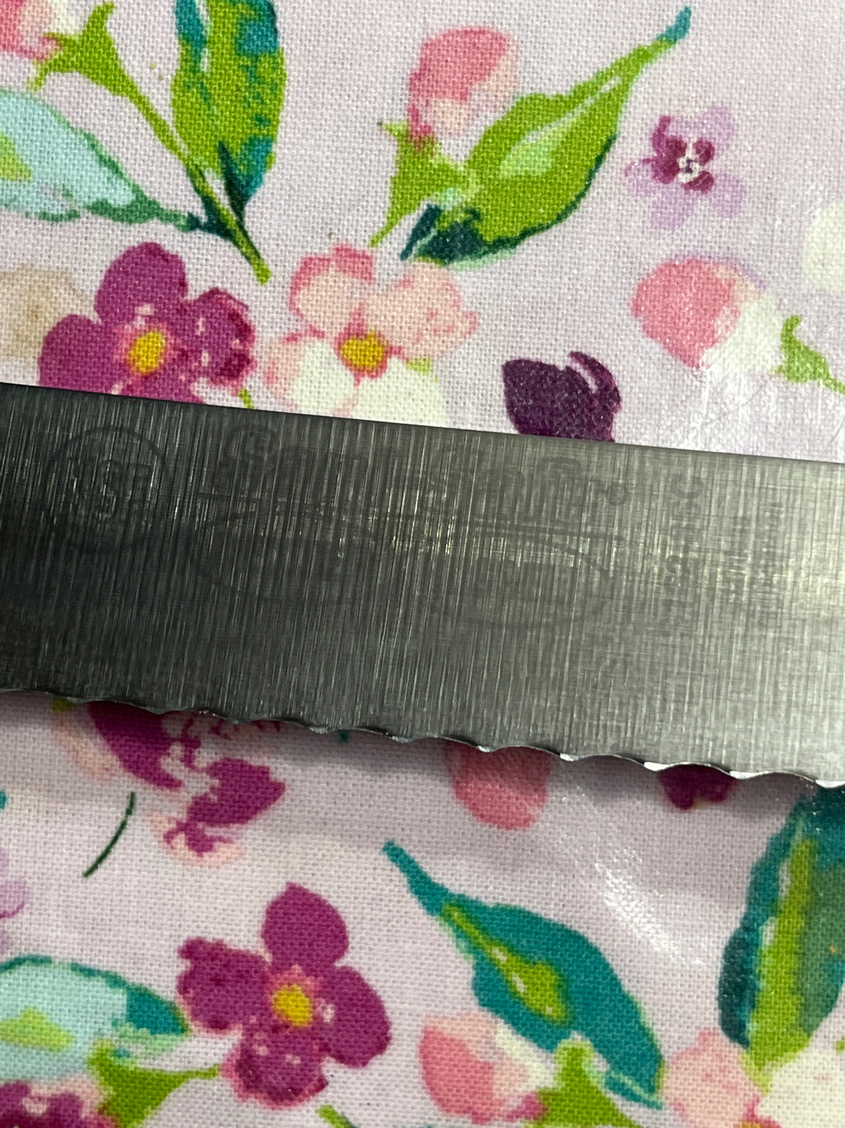 8" scalloped bread knife - stainless steel blade white plastic handle - Dexter Russell SANI-SAFE