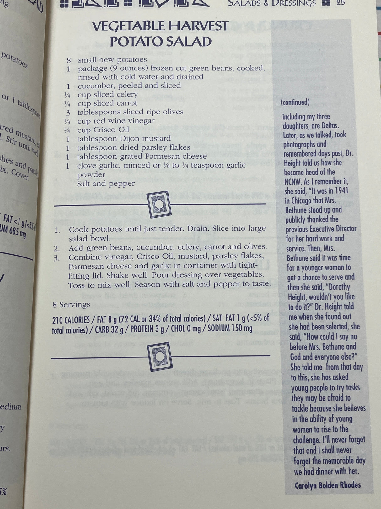 "The Black Family Dinner Quilt Cookbook" by Dorothy I. Height, President, & The National Council of Negro Women, Inc. (1994 First Fireside Edition)