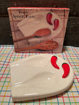 Red hot chili pepper ceramic double spoon rest