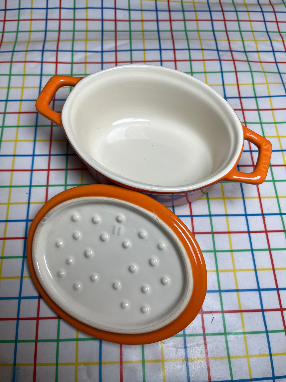 Mini #13 oval baking dish - orange flame stoneware ceramic - Staub La Cocotte