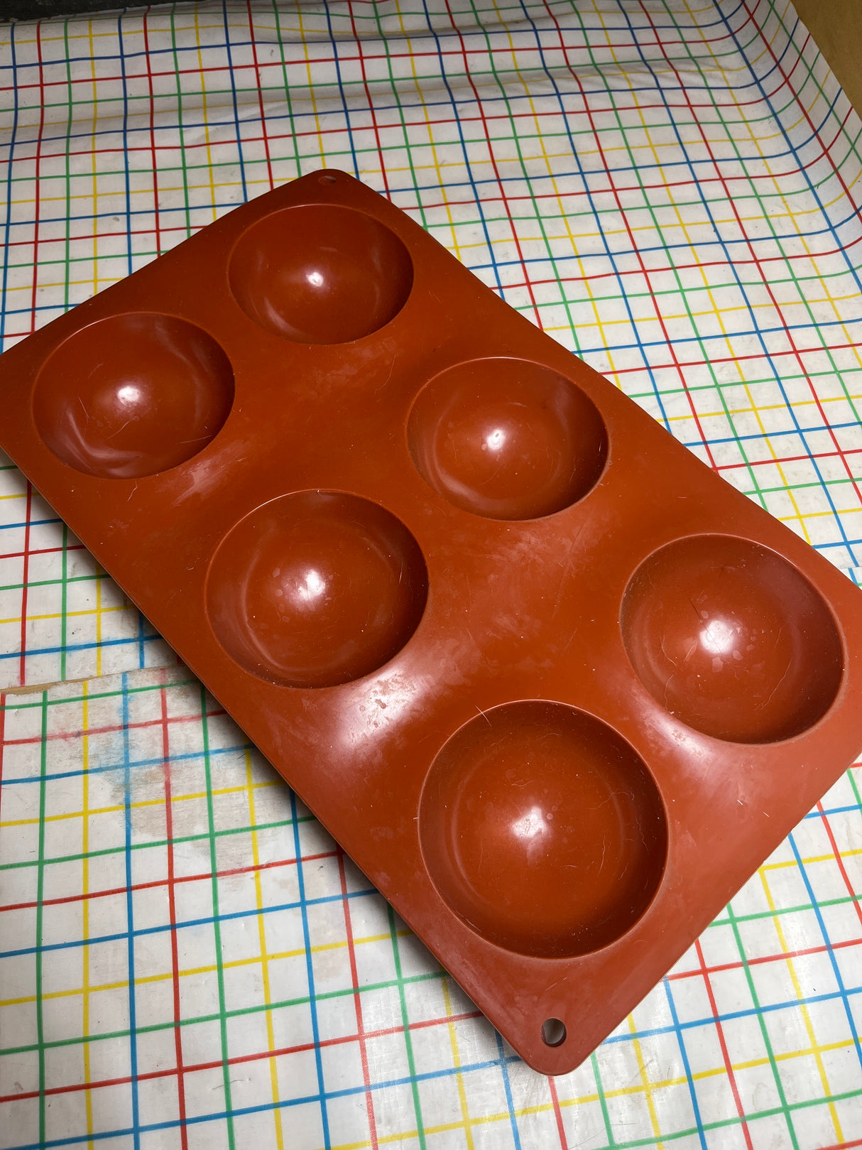 6 half dome baking mold - red silicone
