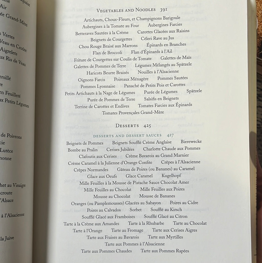 A classic cookbook featuring French cuisine recipes by André Soltner, titled The Lutèce Cookbook, with images of books and menus. Table of contents part 5. From Spoons Kitchen Exchange.