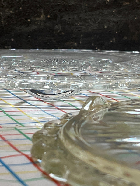 Footed cake plate - clear pressed glass - vintage Federal Glass Company