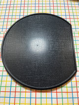 Set of 5 half moon sushi plates - black plastic with red rims