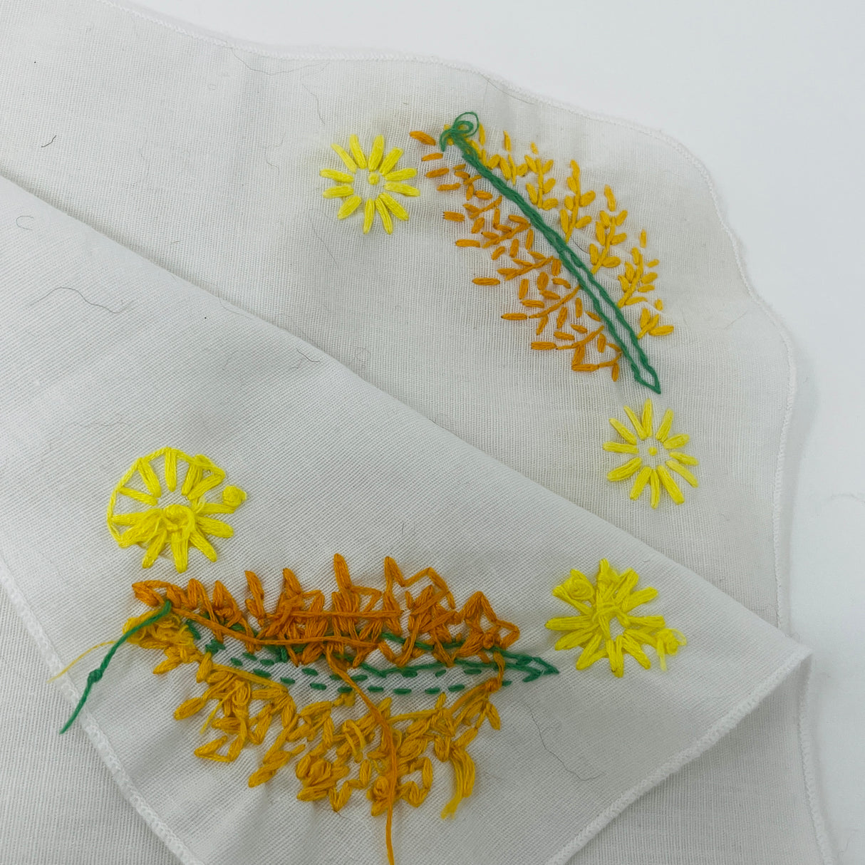 Hand-embroidered floral napkins set of 4 with intricate flower and leaf designs. From Spoons Kitchen Exchange. 