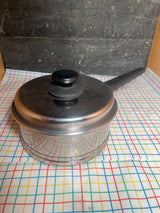 7” saucepan with lid - 18/8 stainless steel and hard plastic handle - vintage Lifetime R5