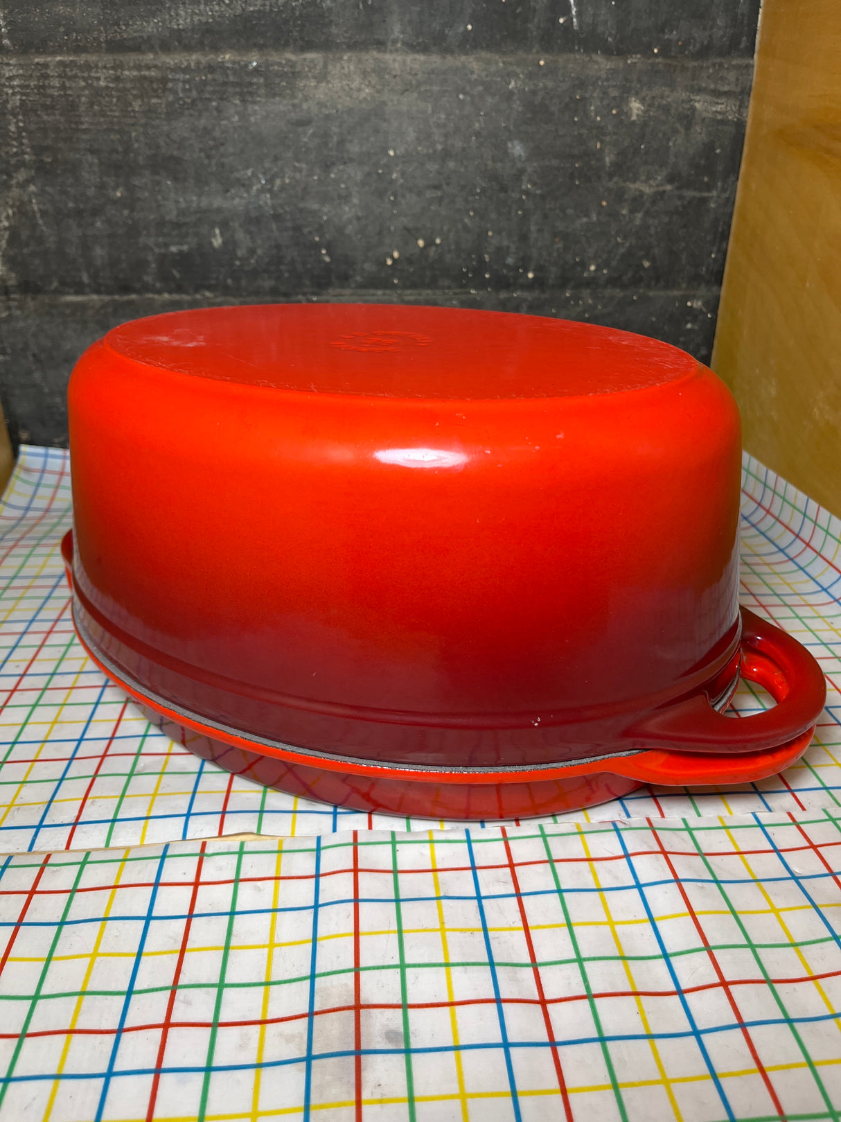 Oval Dutch Oven / Bread oven with griddle lid - red enameled cast iron - Le Creuset
