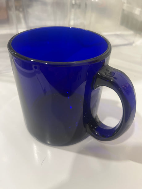 Cerulean blue glass coffee mug