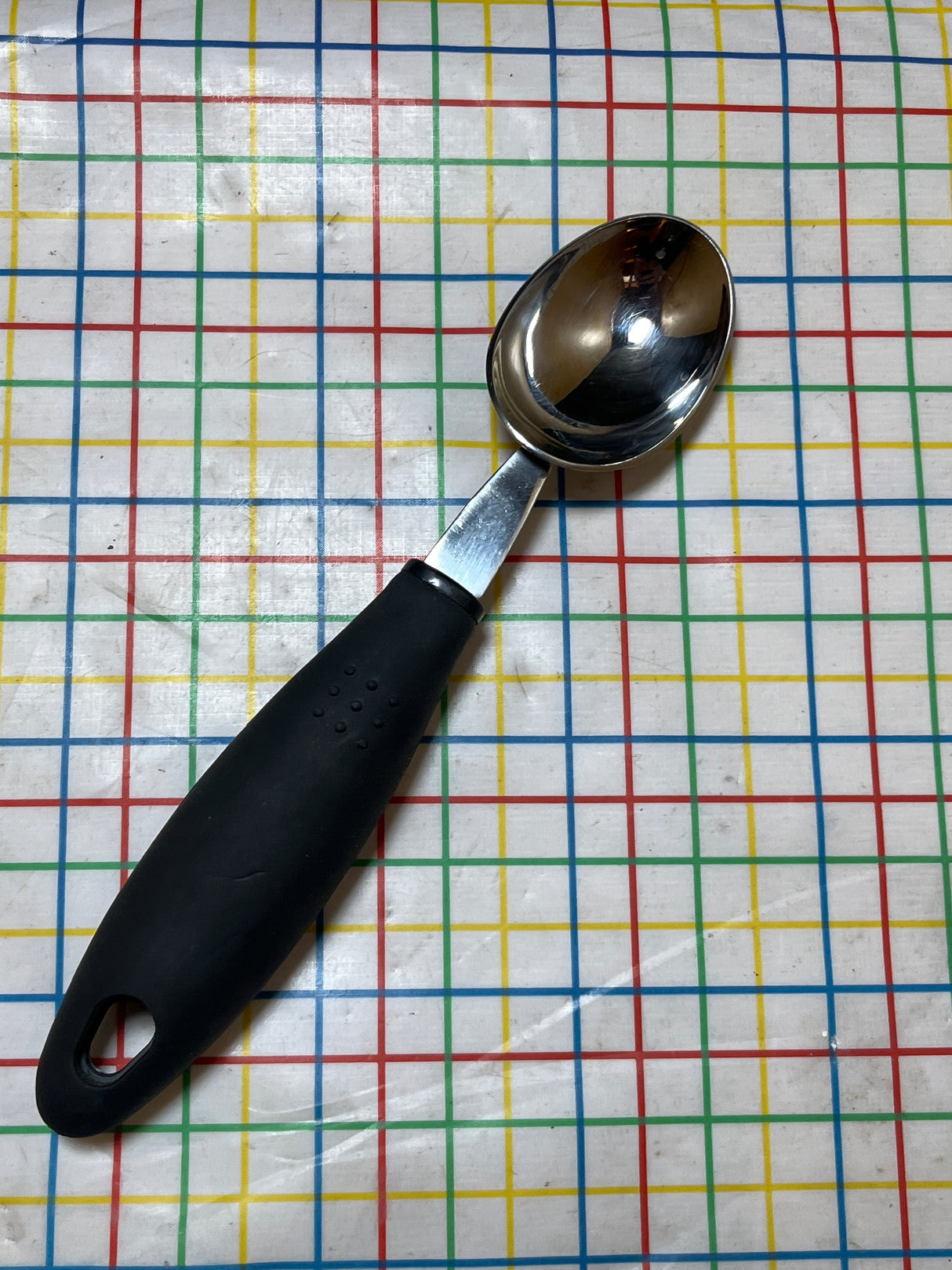Ice cream scoop - stainless steel with black silicone handle