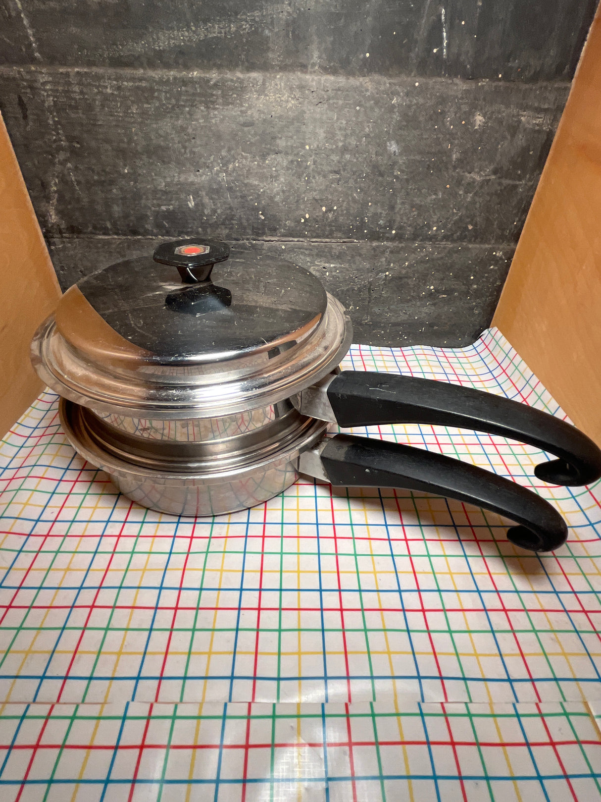 RARE 4-piece steamer and double-boiler pan set - vintage Seal-O-Matic Thermium