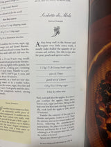 Page from The Villa Table featuring an Apple Sorbet recipe, detailing ingredients and method, with notes on fruit sorbets and a reference to another recipe.