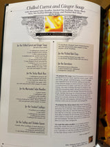 RARE Duquesne Club Cookbook: A detailed spread of Chilled Carrot and Ginger Soup recipe with ingredients and preparation steps for six appetizers.