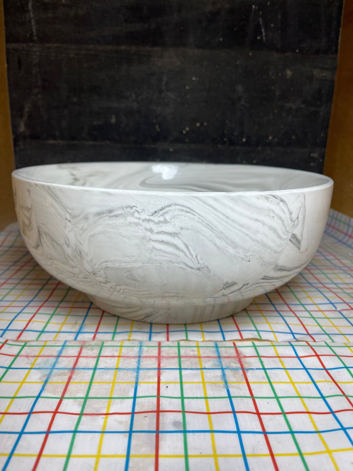Large serving bowl - gray marbled porcelain - Malacasa