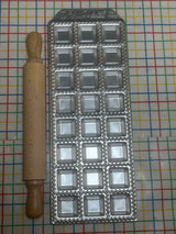 RARE Raviolamp 24 ravioli tray and rolling pin - aluminum and wood - Industria Prodotti Stampati