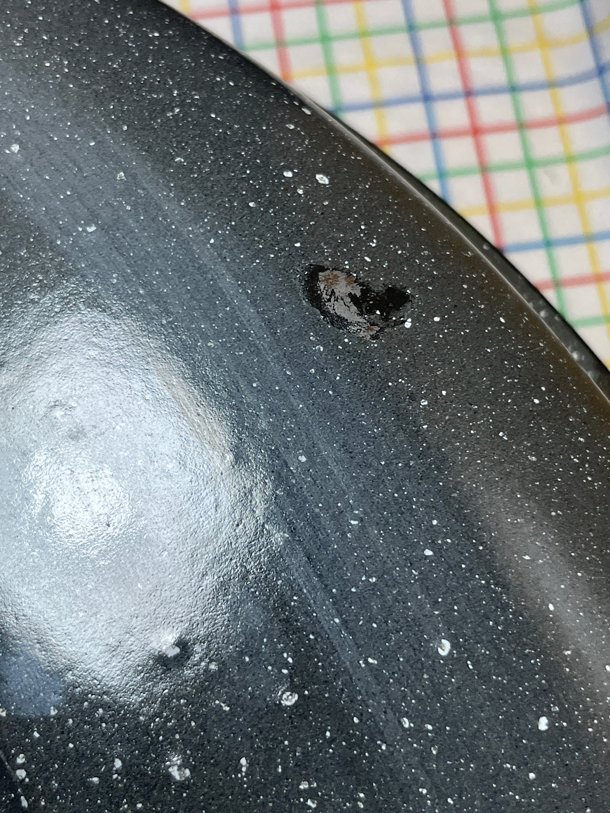 15-inch oval roasting pan with lid - gray speckled enameled stainless steel - vintage Granite Ware