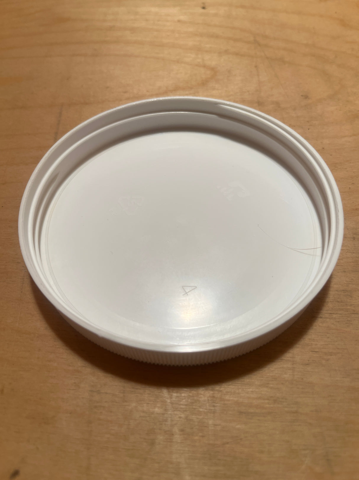 Vintage Golden Harvest glass jar canister with white screw-on lid, showcasing internal threads and recycling mark, perfect for kitchen organization and food storage.