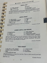 RARE An Apple A Day Volume Two cookbook page featuring four vegetarian loaf recipes, highlighting meatless entrees like Lentil Loaf and Tofu Roast.