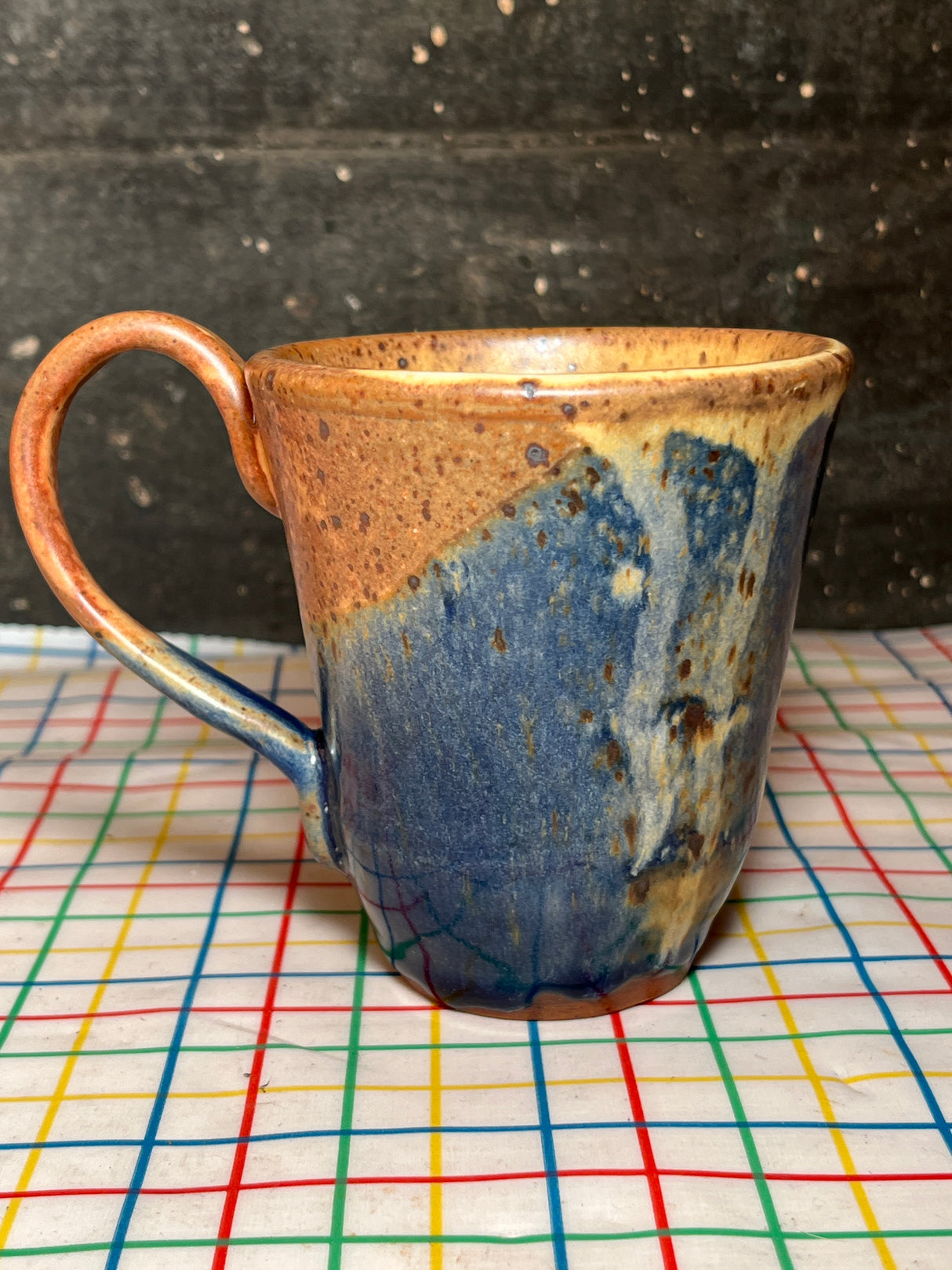 Mug with blue and speckled sandy glaze - handmade ceramic