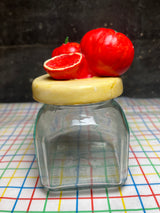 Tomato lid jar - glass and molded plastic - RARE made in Italy