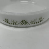 Glasbake casserole dishes with green floral motif, a close-up of the cute pattern on glass bowl. From Spoons Kitchen Exchange. 