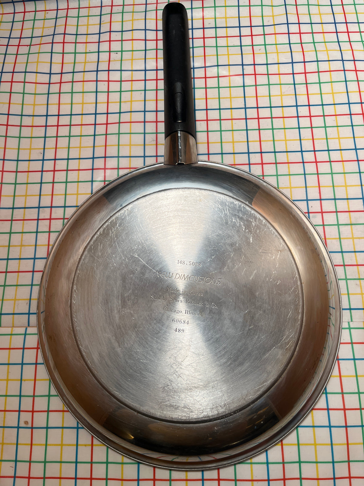 Frying pan - vintage stainless steel New Dimensions by Sears Roebuck & Co. 143.5088, 60684, 489