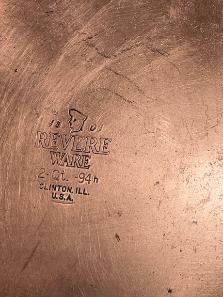 2-qt saucepan with copper bottom - vintage Revere Ware stainless steel and copper -94h