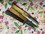 Paring knife with smooth edge - stainless steel blade wood handle - vintage