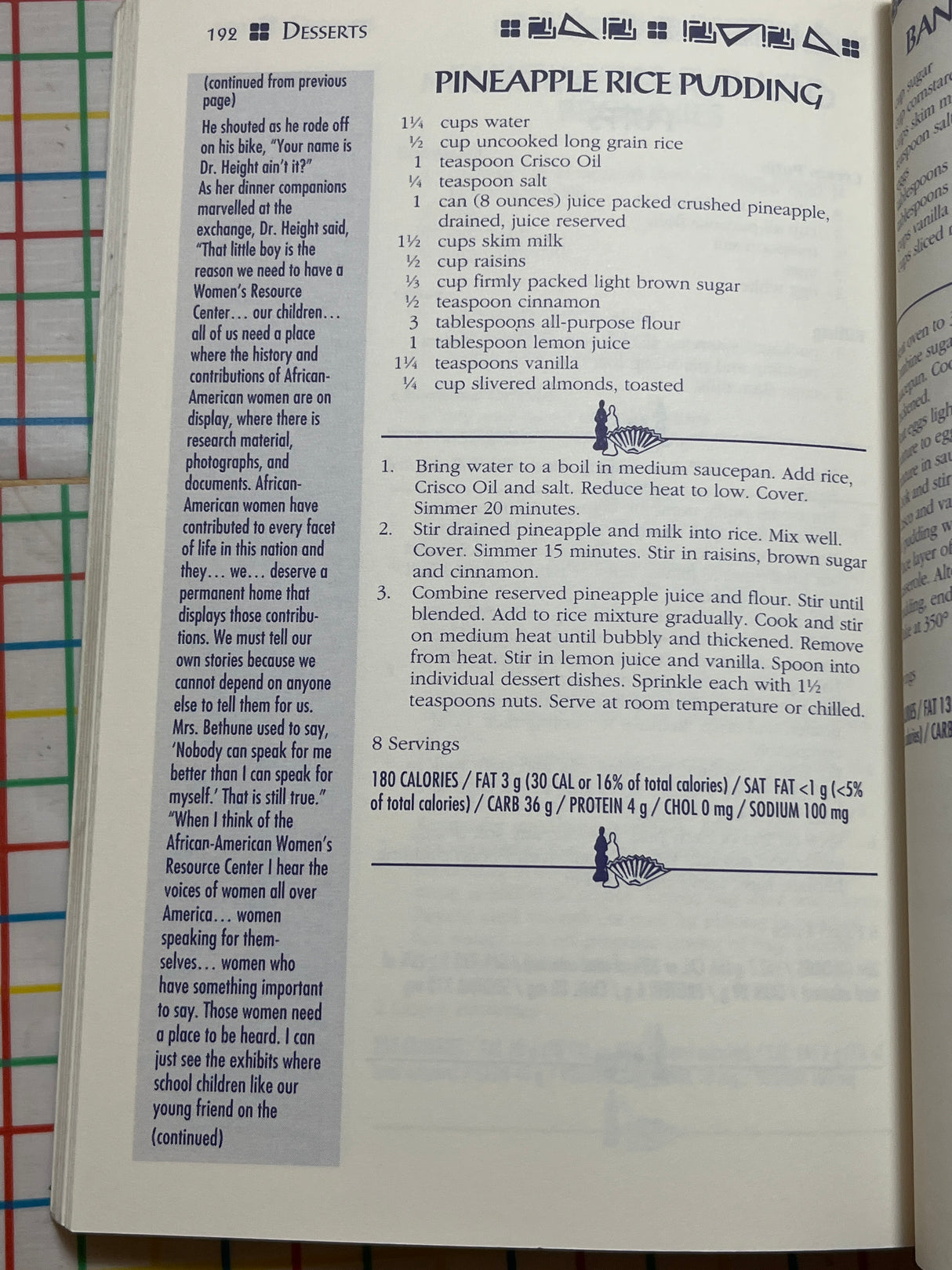 "The Black Family Dinner Quilt Cookbook" by Dorothy I. Height, President, & The National Council of Negro Women, Inc. (1994 First Fireside Edition)