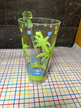 20-piece palm tree drinkware set - clear plastic - vintage Inside Out by the Cellar