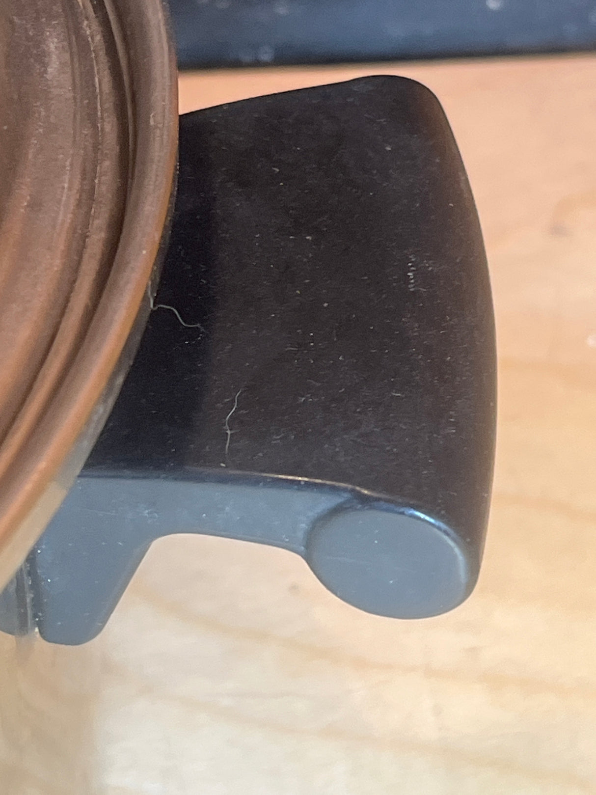 Stock pot with lid and black handles - vintage Duncan Hines 3-ply 18-8 stainless steel, shown with a Mason jar lid ring and jar opener tool.