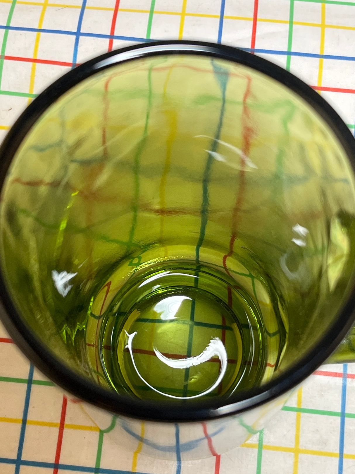 Beer mug - avocado green glass - vintage Hazel Atlas