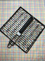 Expandable grilling basket with folding handle - Nonstick coated steel
