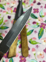 Paring knife with smooth edge - stainless steel blade wood handle - vintage