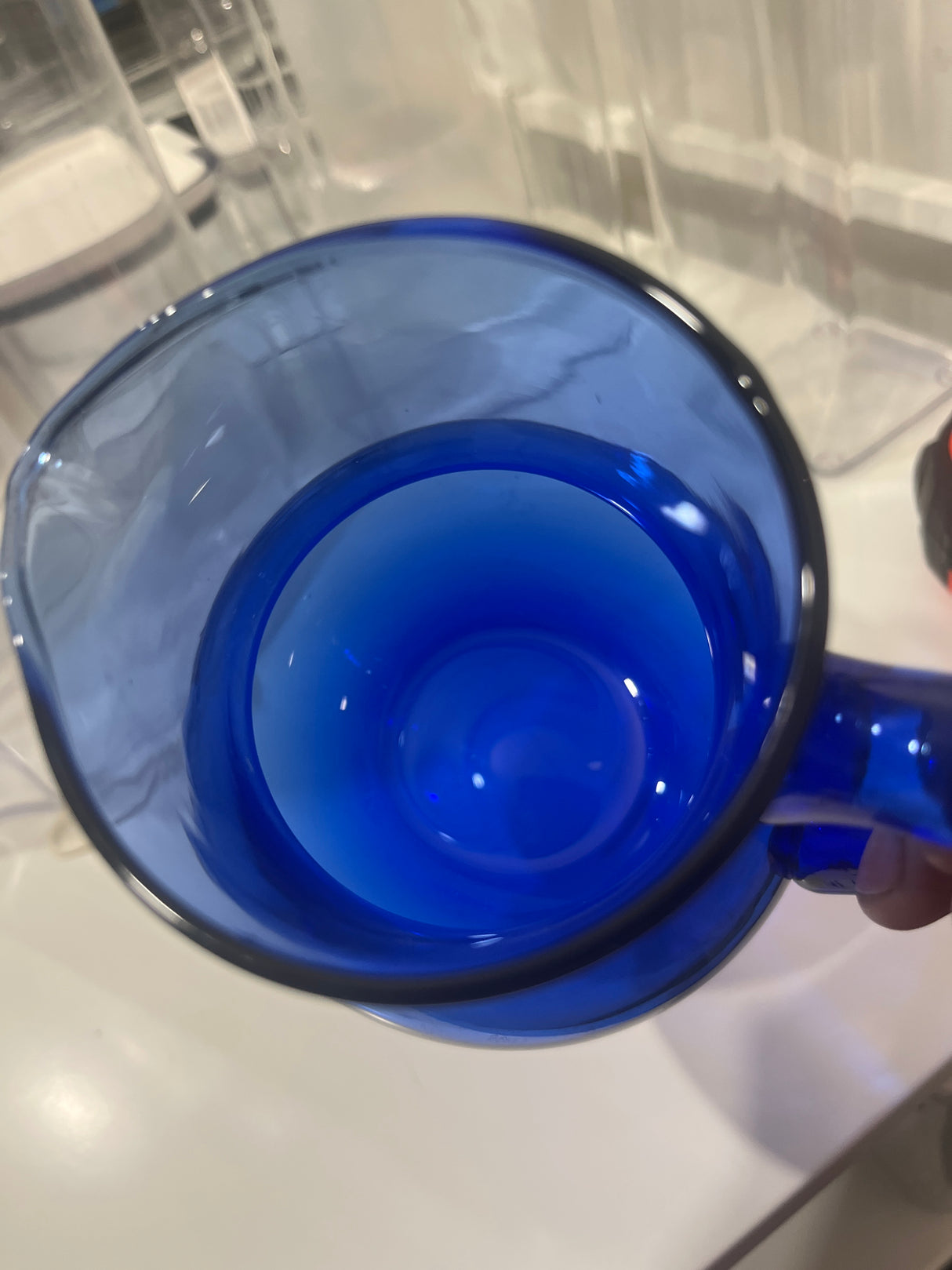 Cobalt blue glass pitcher