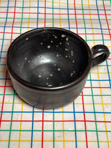 Mug with smoky black glaze and dainty handle - handmade ceramic