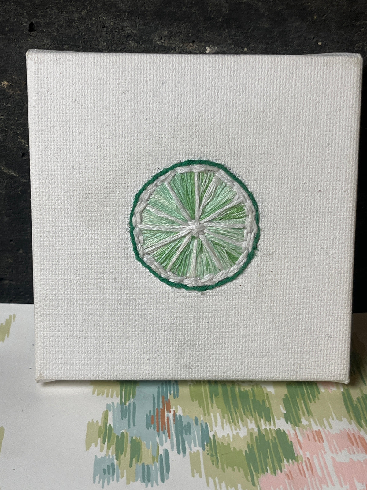 “Lime” (2026) - embroidery on canvas - Vibrantly Earthy