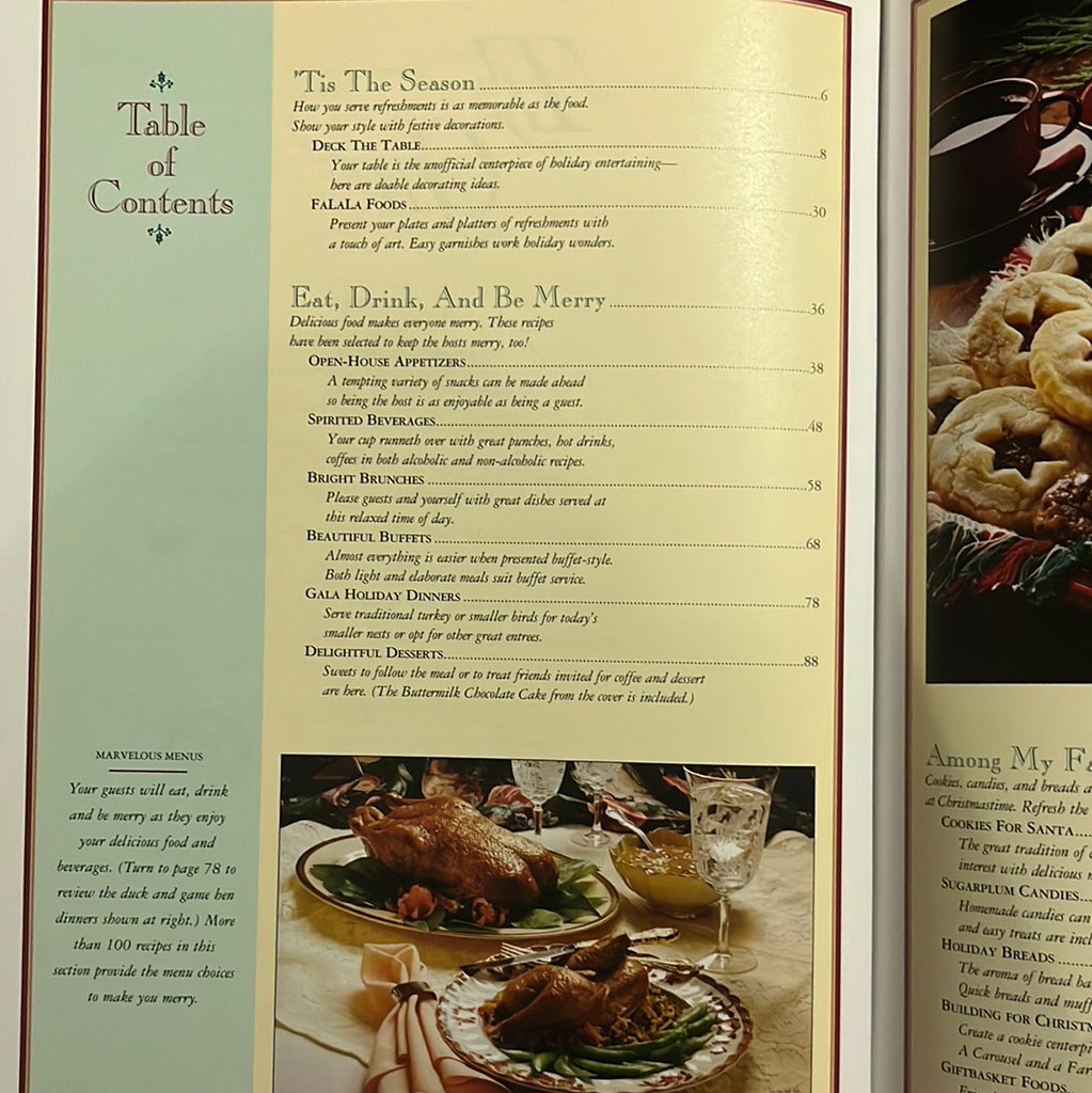 Table of contents part 1 for A Festive Christmas book. From Spoons Kitchen Exchange.