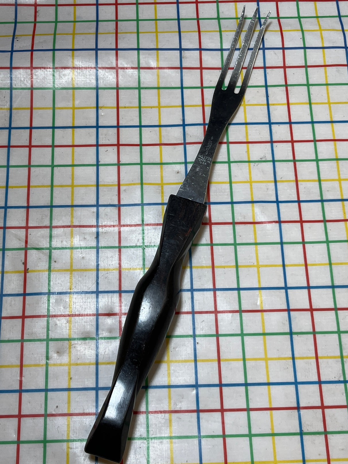 Carving knife - stainless steel with marbled brown resin handle - vintage Cutco 1729