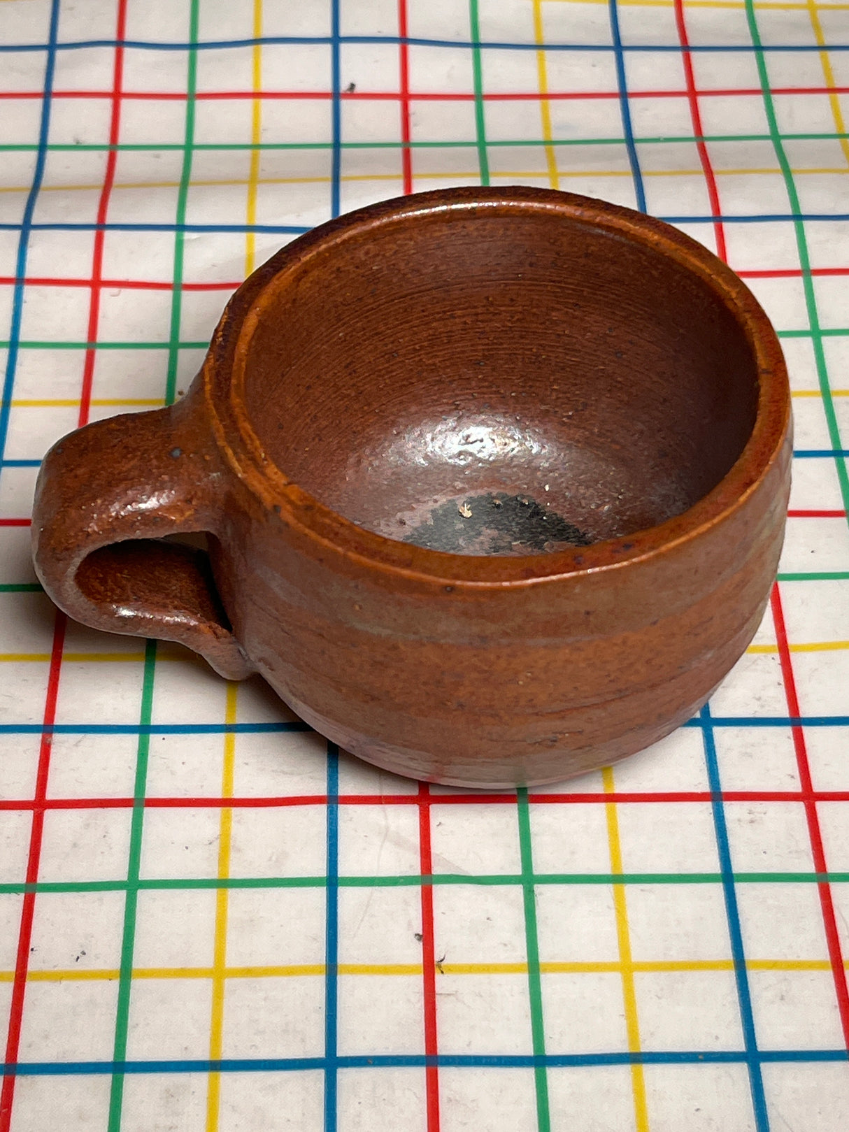TEENSY espresso mug with earthy red glaze and dainty handle - handmade ceramic