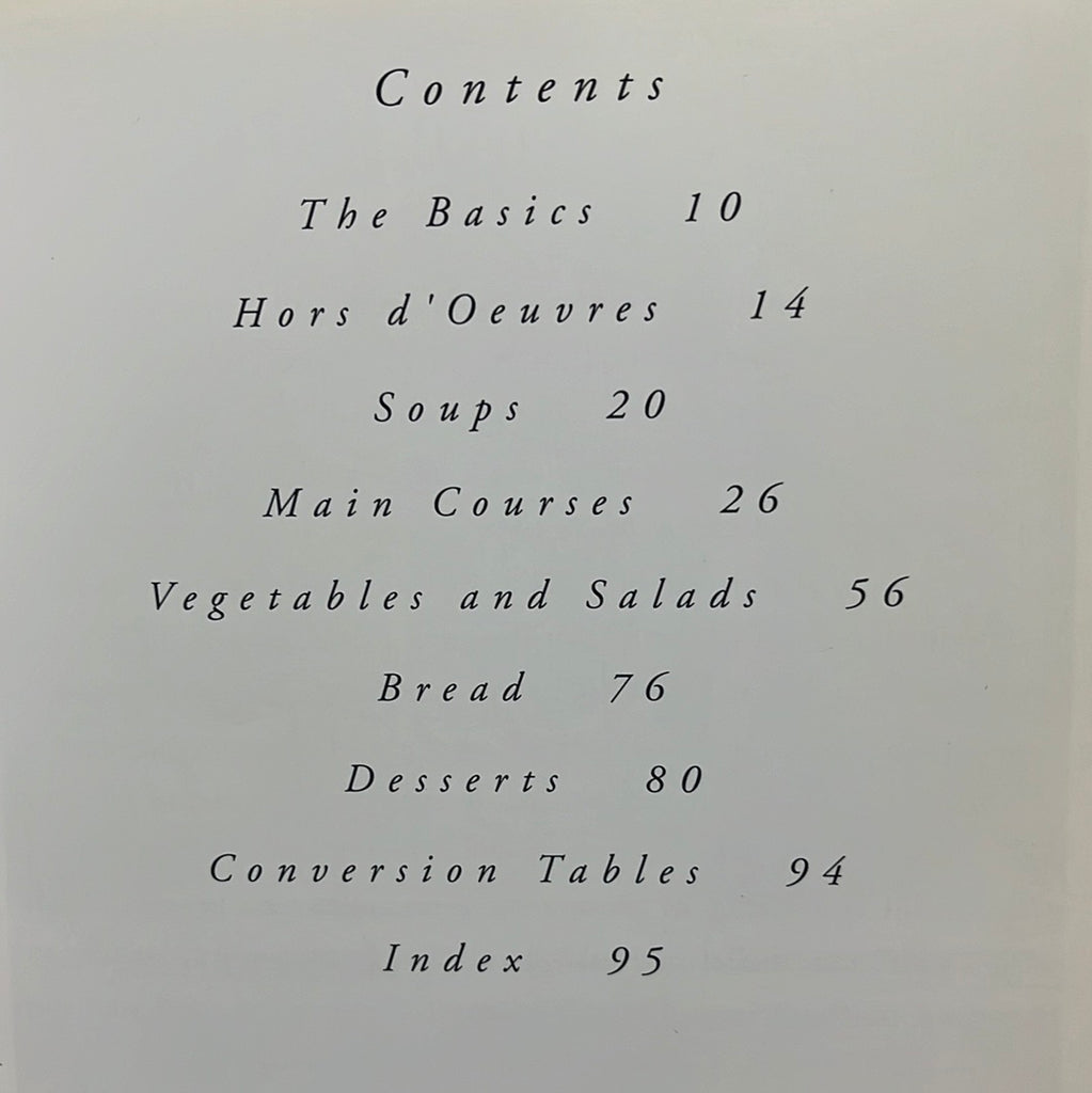 Table of contents page for The Best of France: A Cookbook. From Spoons Kitchen Exchange.
