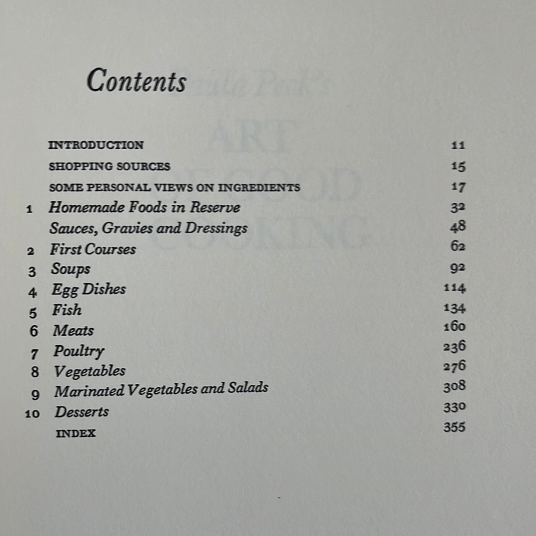 The Art of Good Cooking cookbook page featuring a recipe, highlighting Paula Peck's detailed methods and international culinary expertise.